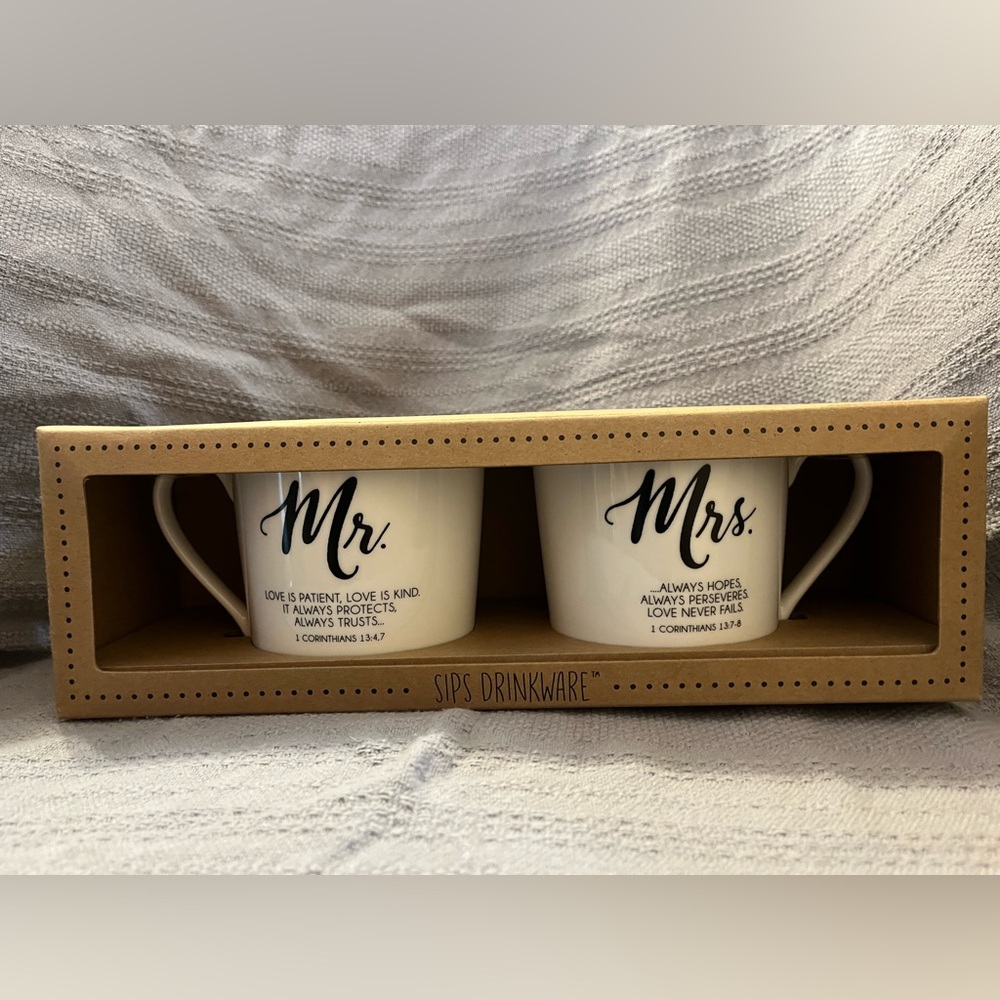 Elegant White Matching Couple's Mugs Set for Wedding